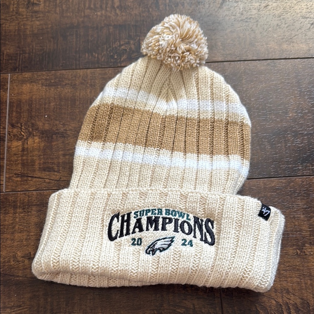 Philadelphia eagles Cream and Tan Knit Beanie